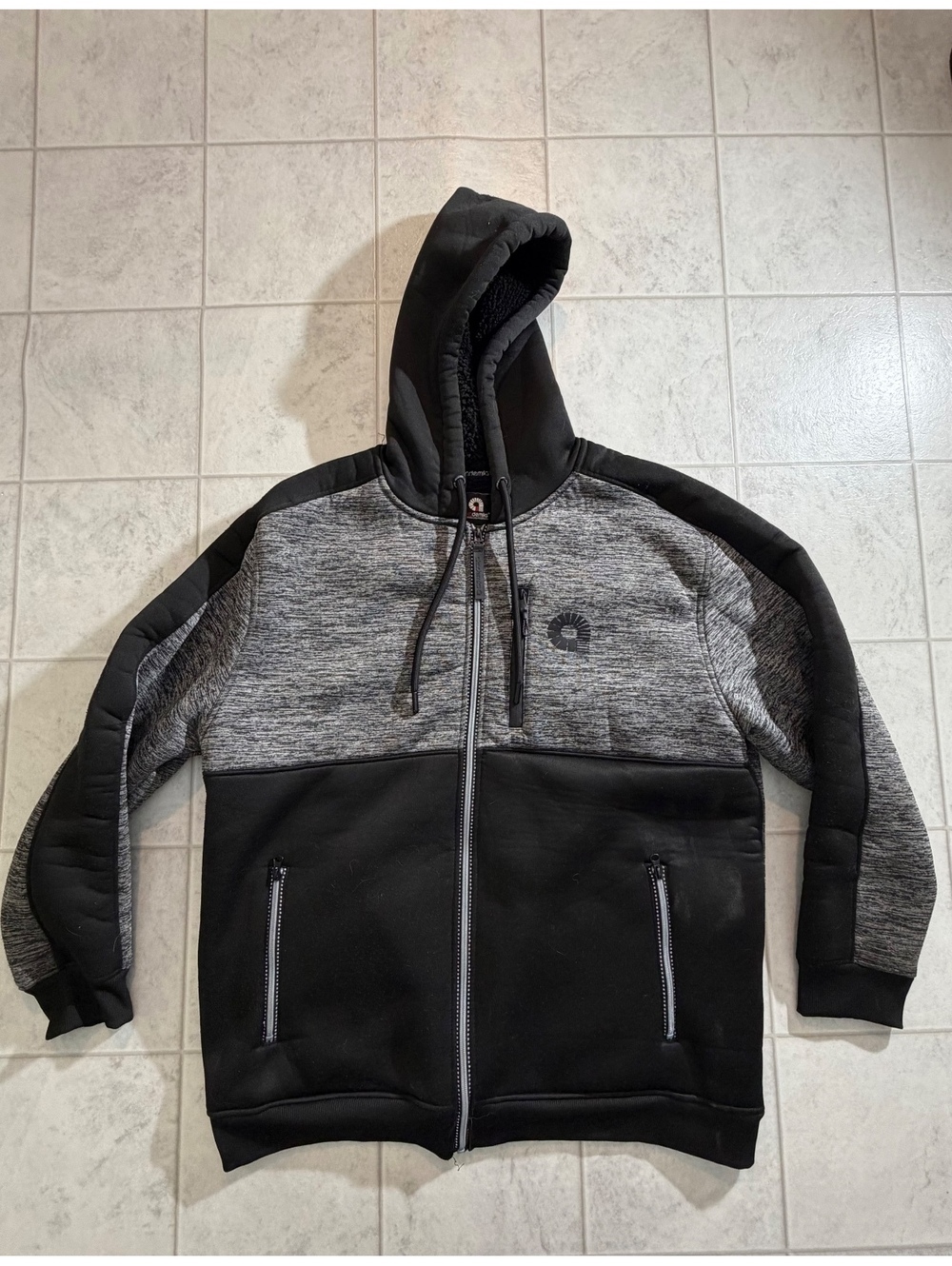 Akademiks Men's 3XL Hooded Zip-Up Jacket with Sherpa Lining